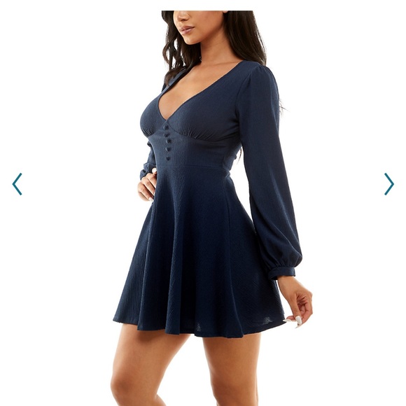 NWT Sonoma Juniors Brown Long Sleeve Princess Fit & Flare Dress Size Large - Picture 7 of 8